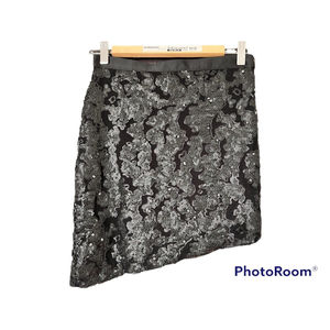 New Stylestalker Sequined Asymmetric Black Skirt Size S Revolve Small Mini